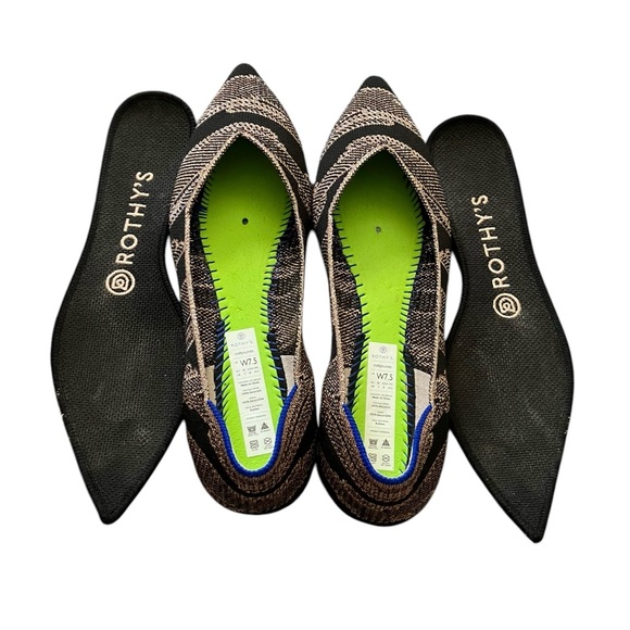 Rothys The Point Golden Shimmer Retired Rose Gold & Black Ballet Flats - Picture 8 of 9